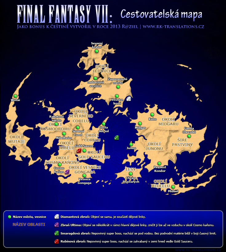 Cestovatelská mapa Final Fantasy VII