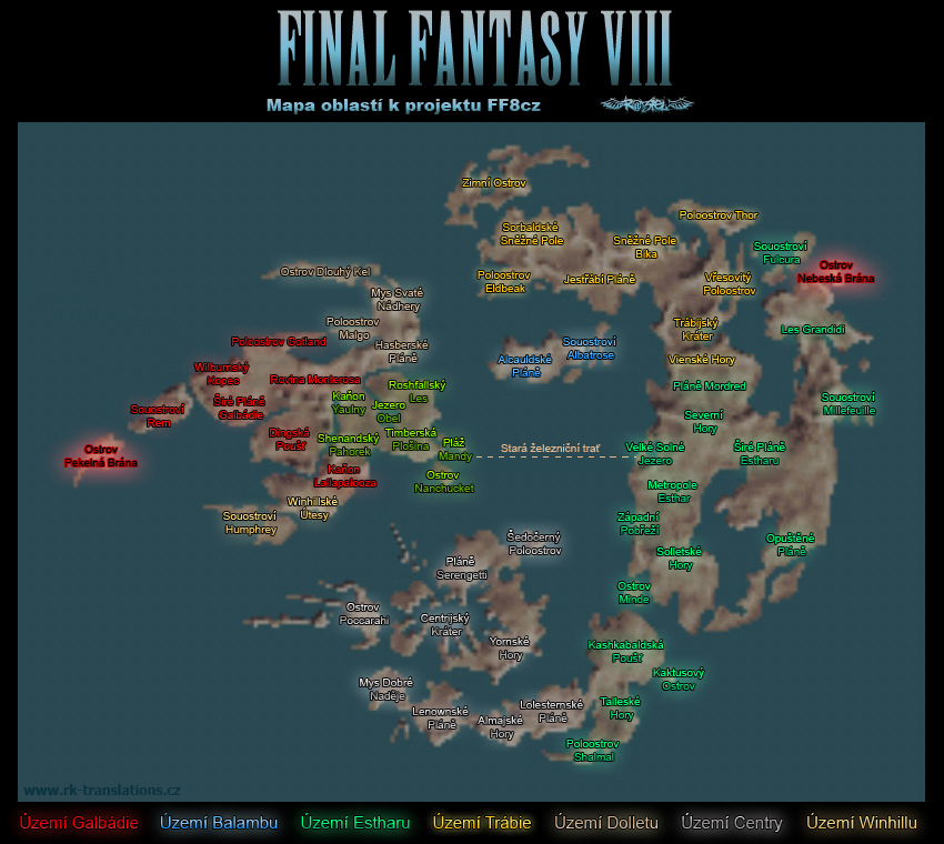 Final Fantasy VIII: Mapa oblastí
